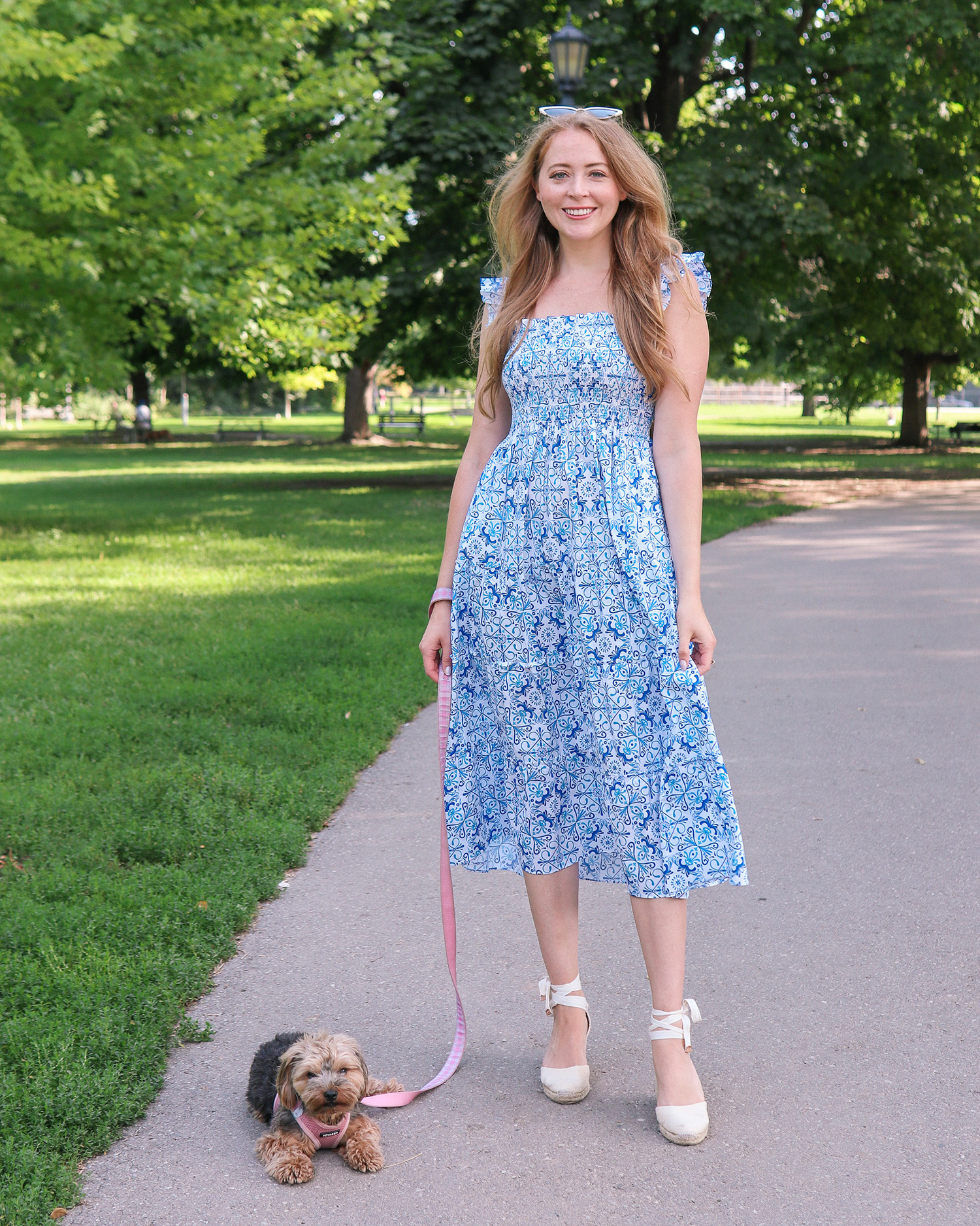 Hill House Ellie Nap Dress in Blue Mosaic is a classic wardrobe staple that works for sightseeing in Greece or the Amalfi Coast, or a casual summer barbecue with a pair of sneakers. I love how versatile this cotton smocked dress is!